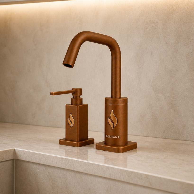 Fontana porcelain toilet in gold finish perspective